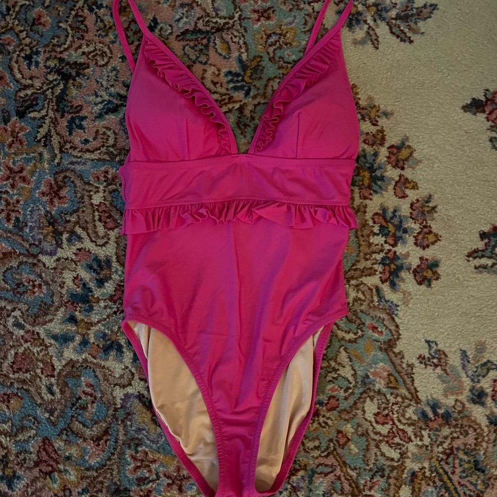 J. Crew Pink Swimsuit with Ruffles